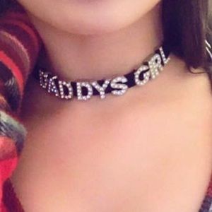 Swarovski Leather Daddys Girl Choker